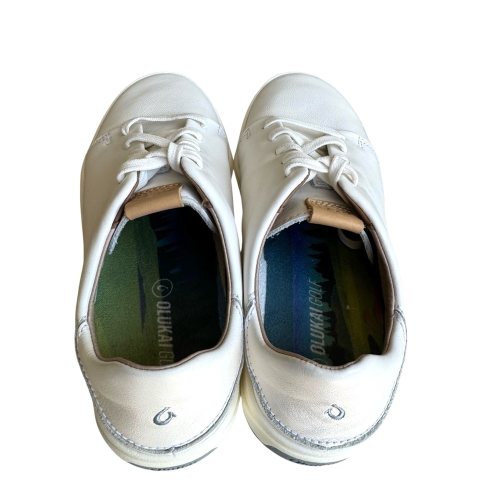 🆕 OluKai Wailea Waterproof White Leather Sneakers Golf Shoes Women’s - Picture 12 of 14